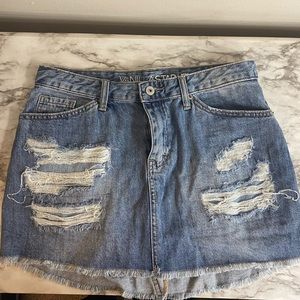 Distressed Denim Mini Skirt